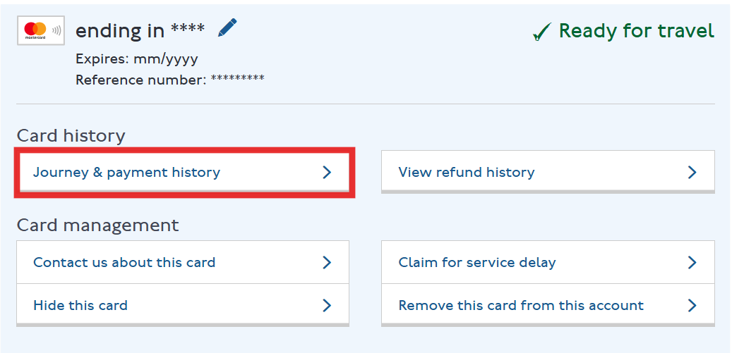 TfL account homepage